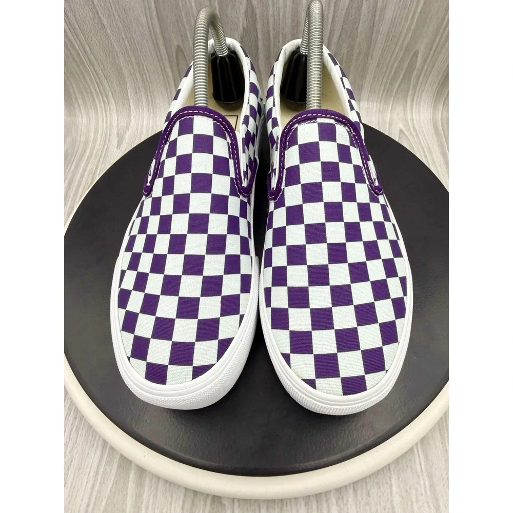 Vans Classic Slip On Stackform Checkerboard Womens 10.5 Purple Gray Platform